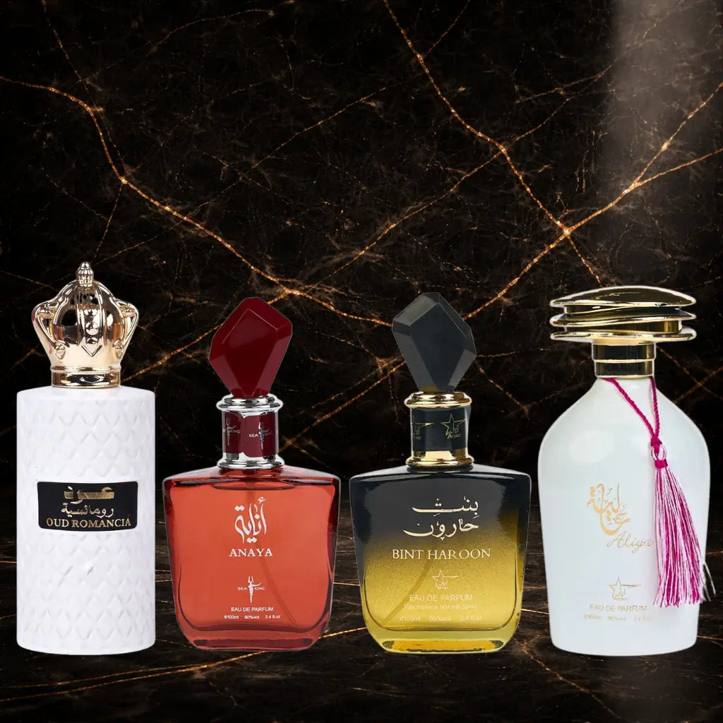 Set 4 Parfumuri Orientale Dama – Oud Romancia + Anaya + Bint Haroon + Aliya