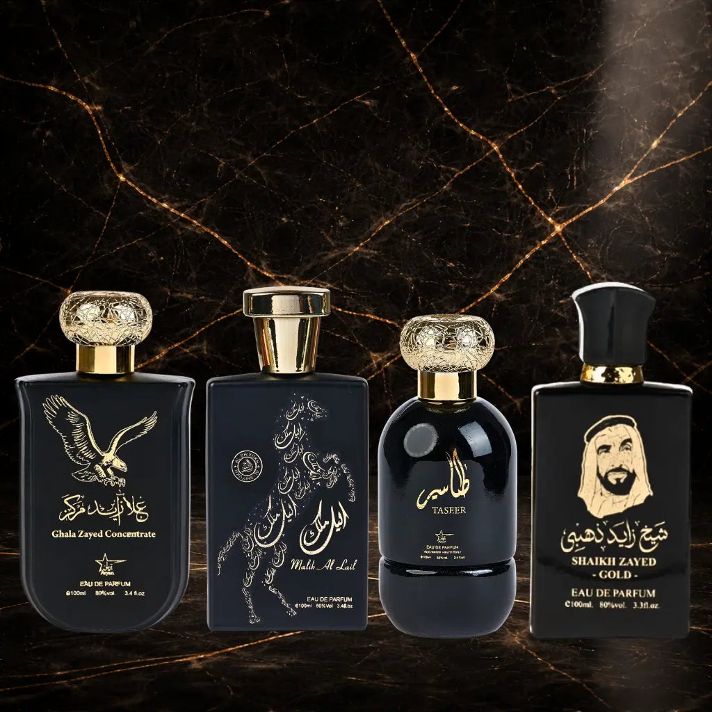 Set 4 Parfumuri Orientale Barbatesti - Ghala Zayed Concentrate + Malik al Lail + Taseer + Shaikh Zayed Gold