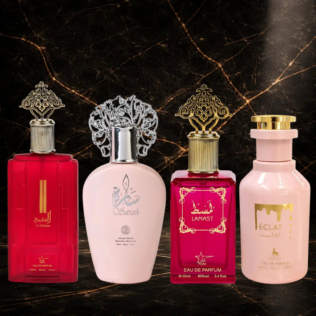 Set 4 Parfumuri Orientale Dama – Al Khaleej + Oud Romancia + Qissat Hub + Aliya