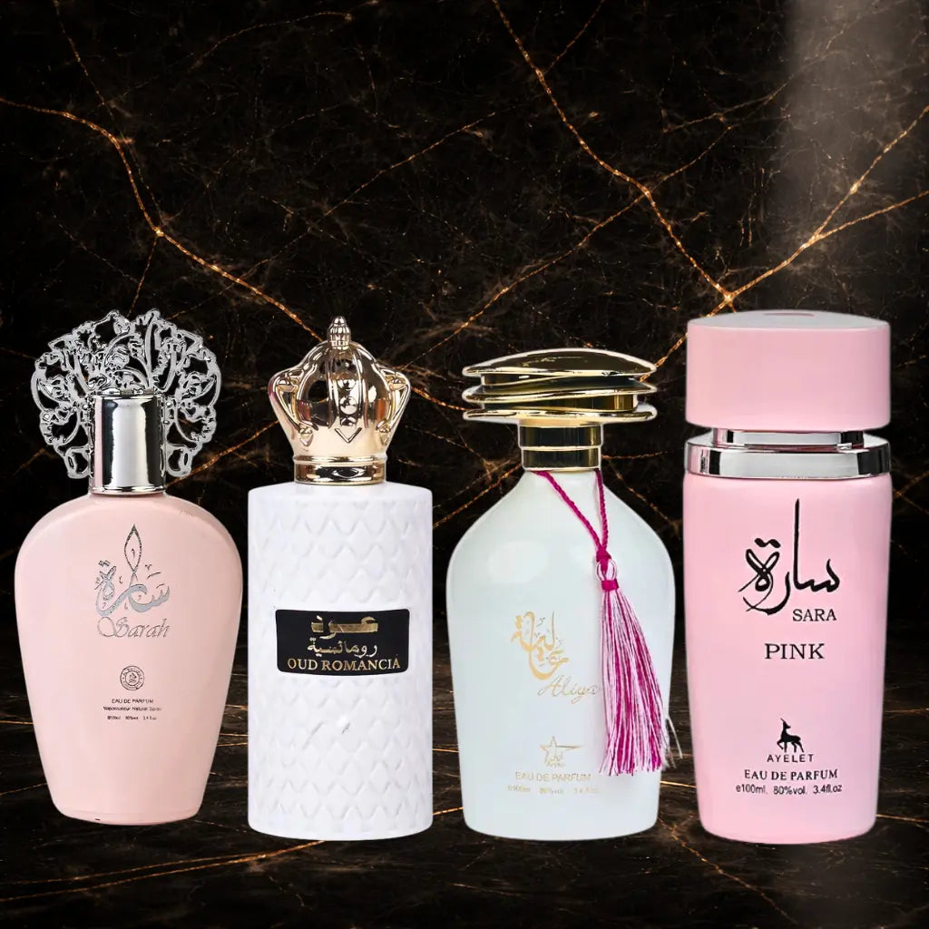 Set 4 Parfumuri Orientale Dama – Sarah + Oud Romancia + Aliya + Sara Pink