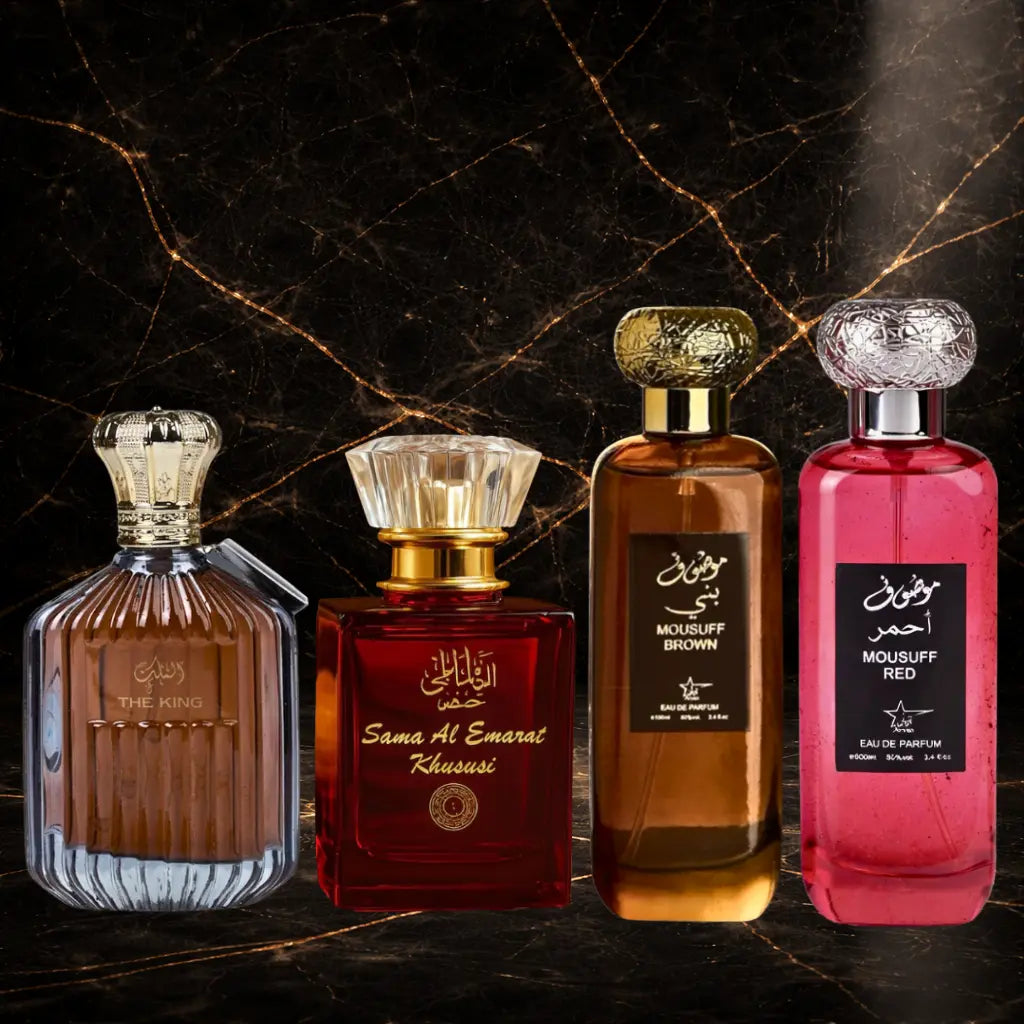 Set 4 Parfumuri Orientale Barbatesti - The King + Sama Al Emarat + Mousuff Brown + Mousuff Red