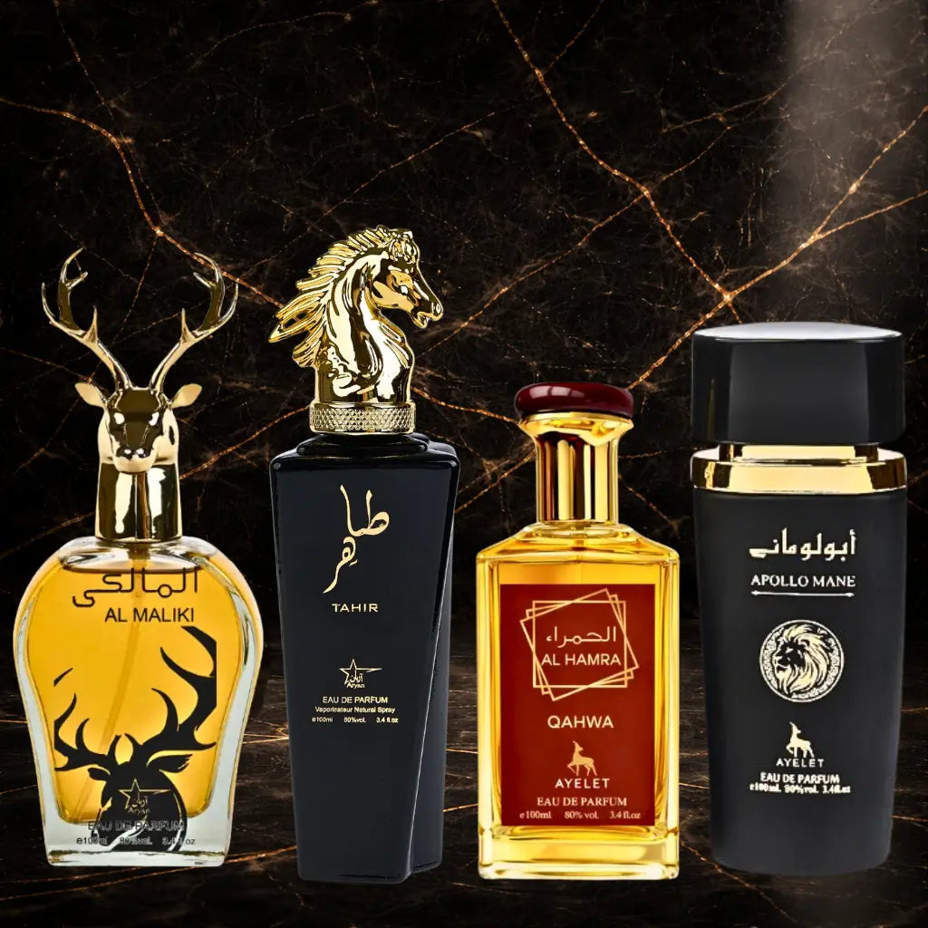 Set 4 Parfumuri Orientale Barbatesti - Tahir + Al Hamra Qahwa + Apollo Black + Maliki - ZEIRA