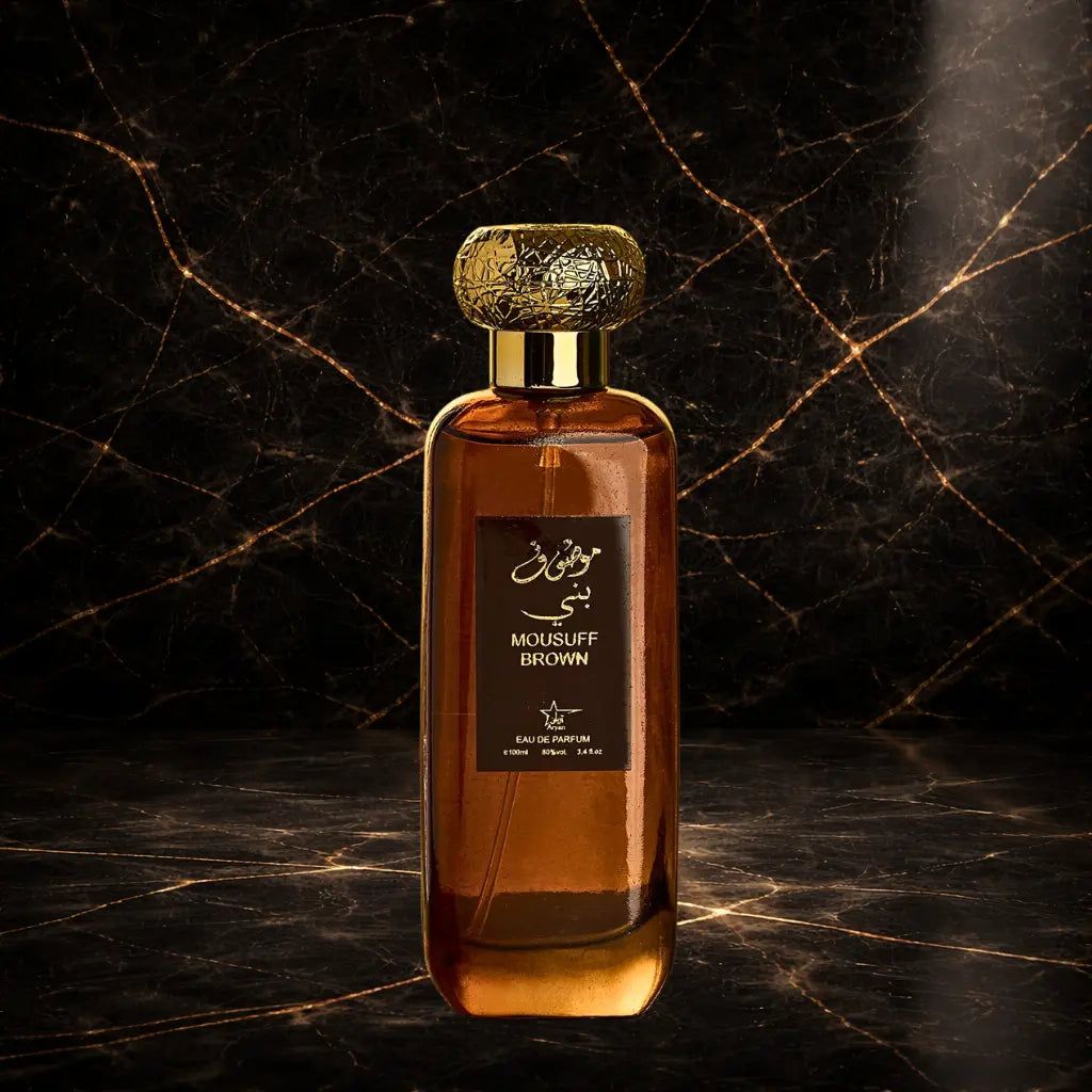 Mousuff Brown Parfum Oriental Barbatesc by ZEIRA in a 100ml bottle, featuring a rich, warm fragrance with elegant packaging.