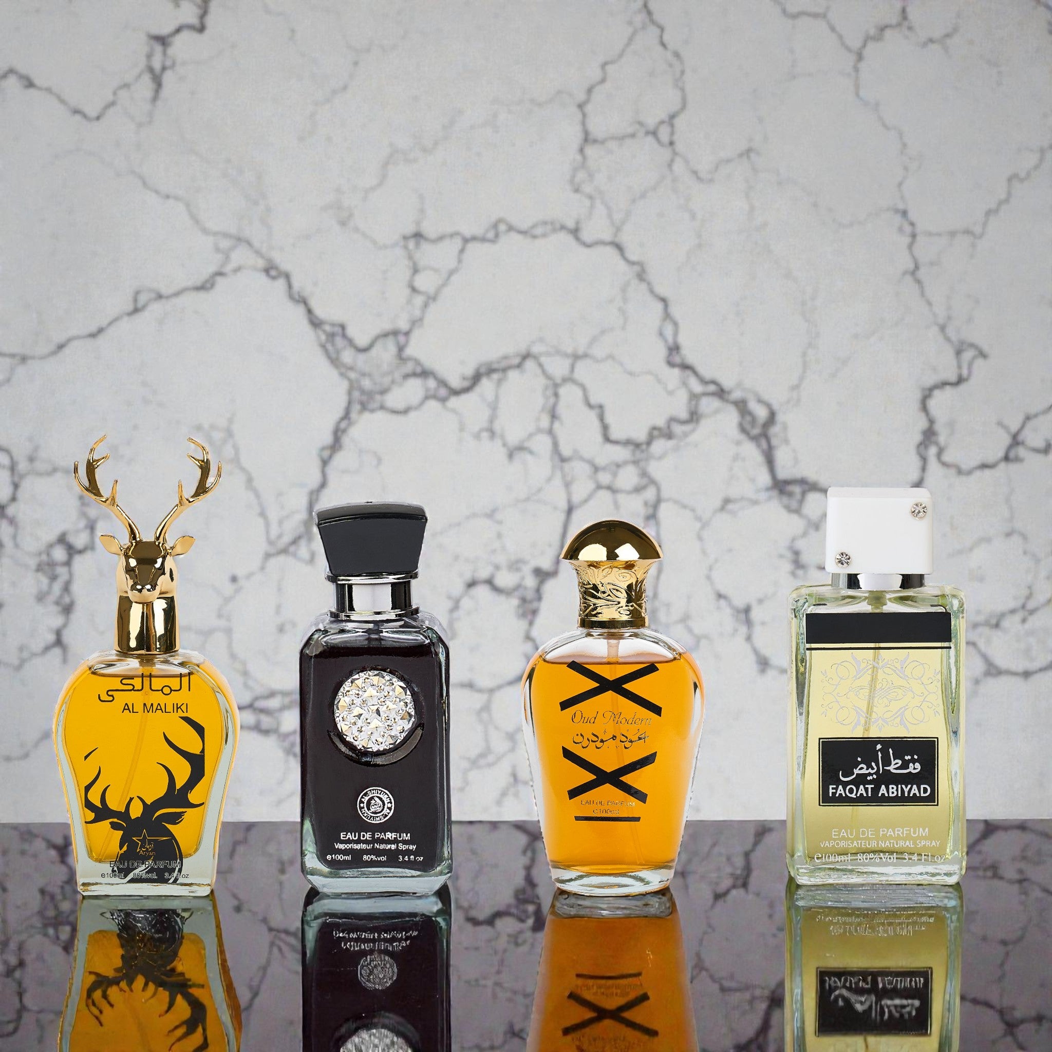 Set 4 parfumuri orientale barbati - Al maliki + Crystal black + Oud modern + Faqat abiyad