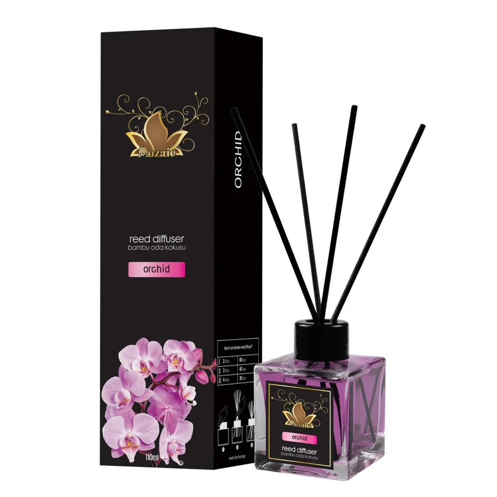 ZEIRA set of 4 ambient perfume sprays with lavender, jasmine, rose, and orchid scents, shown in a mosaic-style bottle.